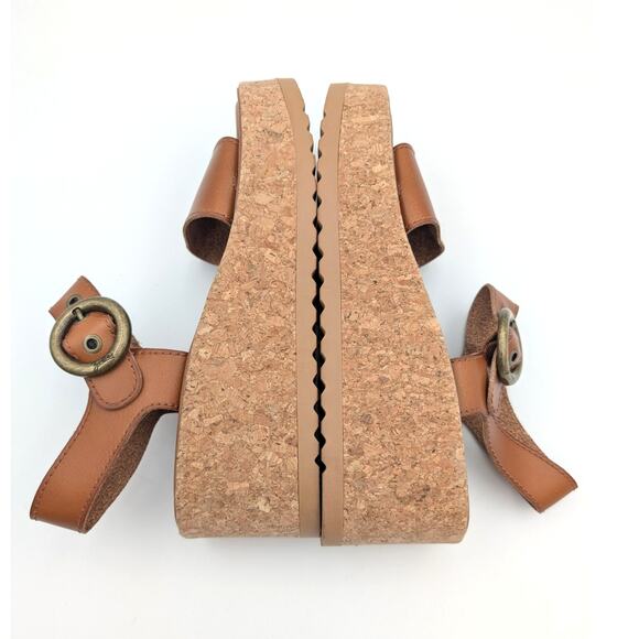 Zodiac Glory Platform Wedge Sandals Buckle Strap Women's Brown Size US10M EU41 - Picture 11 of 11